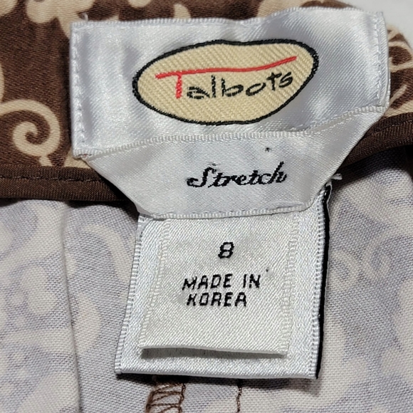 Talbots Womens Size 8 Brown And Tan Print Ankle Pleated Front Pants - Picture 7 of 7